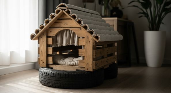 Réaliser une cabane douillette pour son chien avec des matériaux recyclés